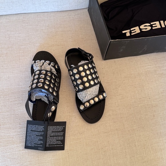 Diesel‎ Studded Women’s Black Sandals Size 6 - Picture 2 of 6